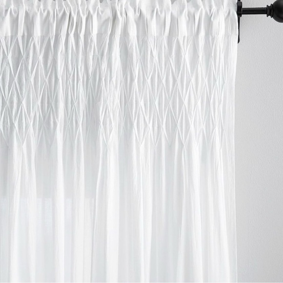 Pottery Barn Organic Cotton Smocked Sheer Drape set of 4 - Picture 4 of 5